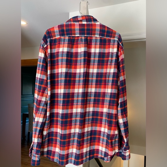J. Crew Shirt Orange Blue Plaid Classic Fit Long Sleeve Button Up Flannel XXL - Picture 2 of 4
